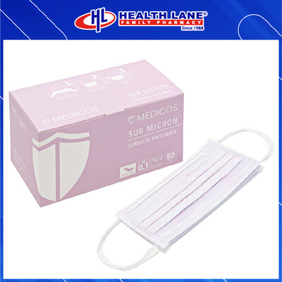 MEDICOS SURGICAL  MASK MUKA 4 PLY (EARLOOP)- COTTON CANDY (50'S)